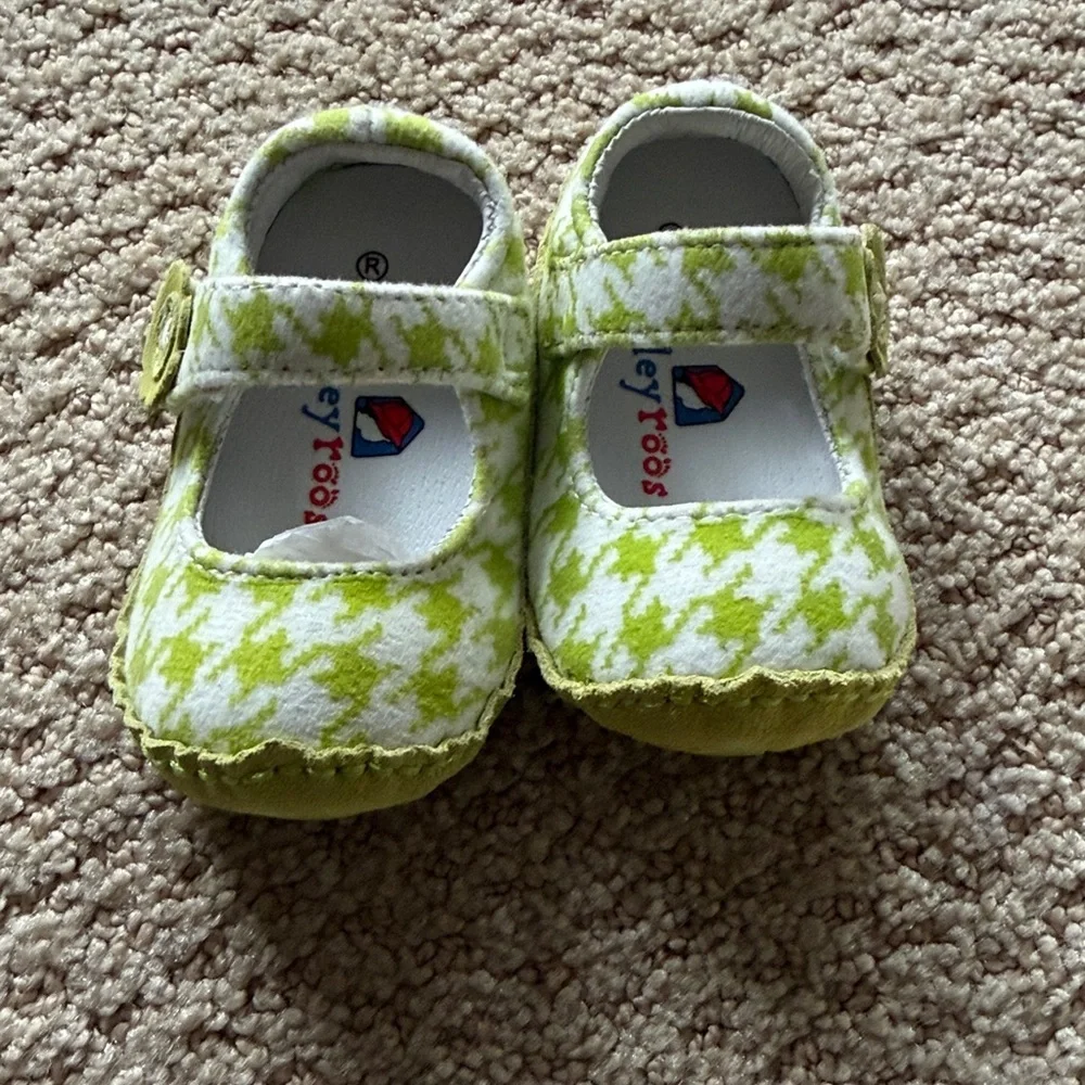 Vibrant bright green herringbone print - Mary Jane Baby Walker Shoes - Rileyroos